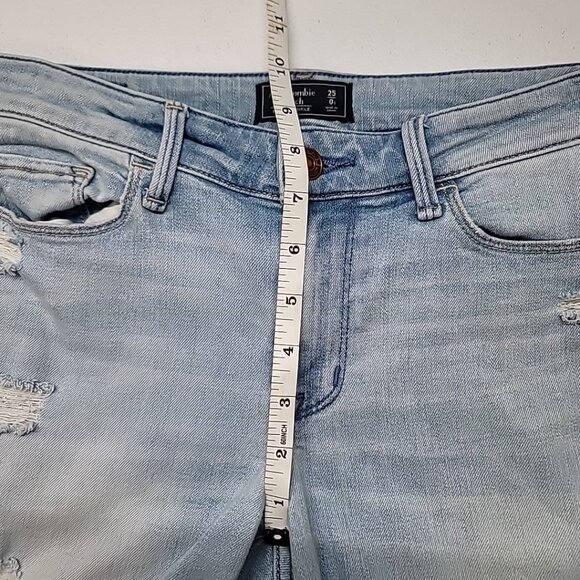 Abercrombie Fitch Harper Ankle Size 0/25 Youth Jeans Blue Denim Distressed READ - Picture 13 of 15